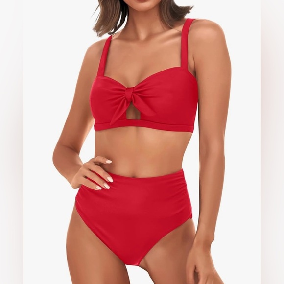 TEMPT ME Women’s 2 Piece Red High Waist Bikini Swimsuit Tummy Control Size 22W - Picture 1 of 14
